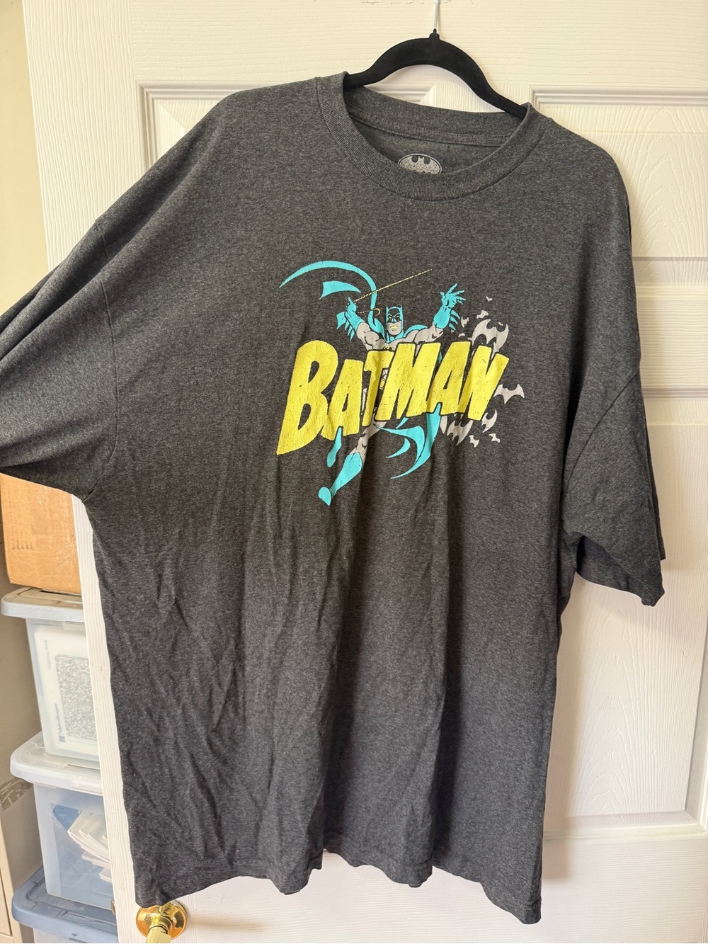 Vintage Style Batman Graphic T-Shirt Charcoal Grey DC Comics Tee